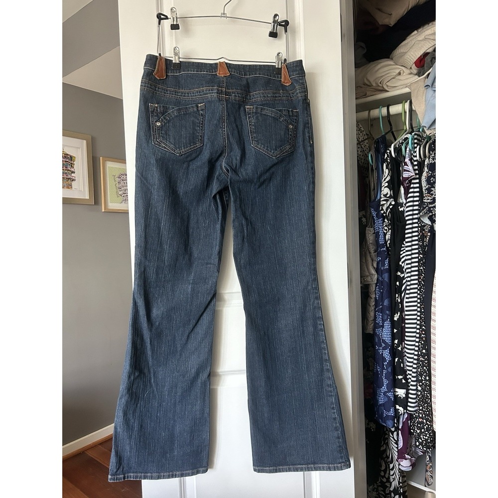 Cache Women's‎ Vintage 90s Jeans Size 12 Blue Denim Brown Leather Belt Loops - Picture 2 of 8